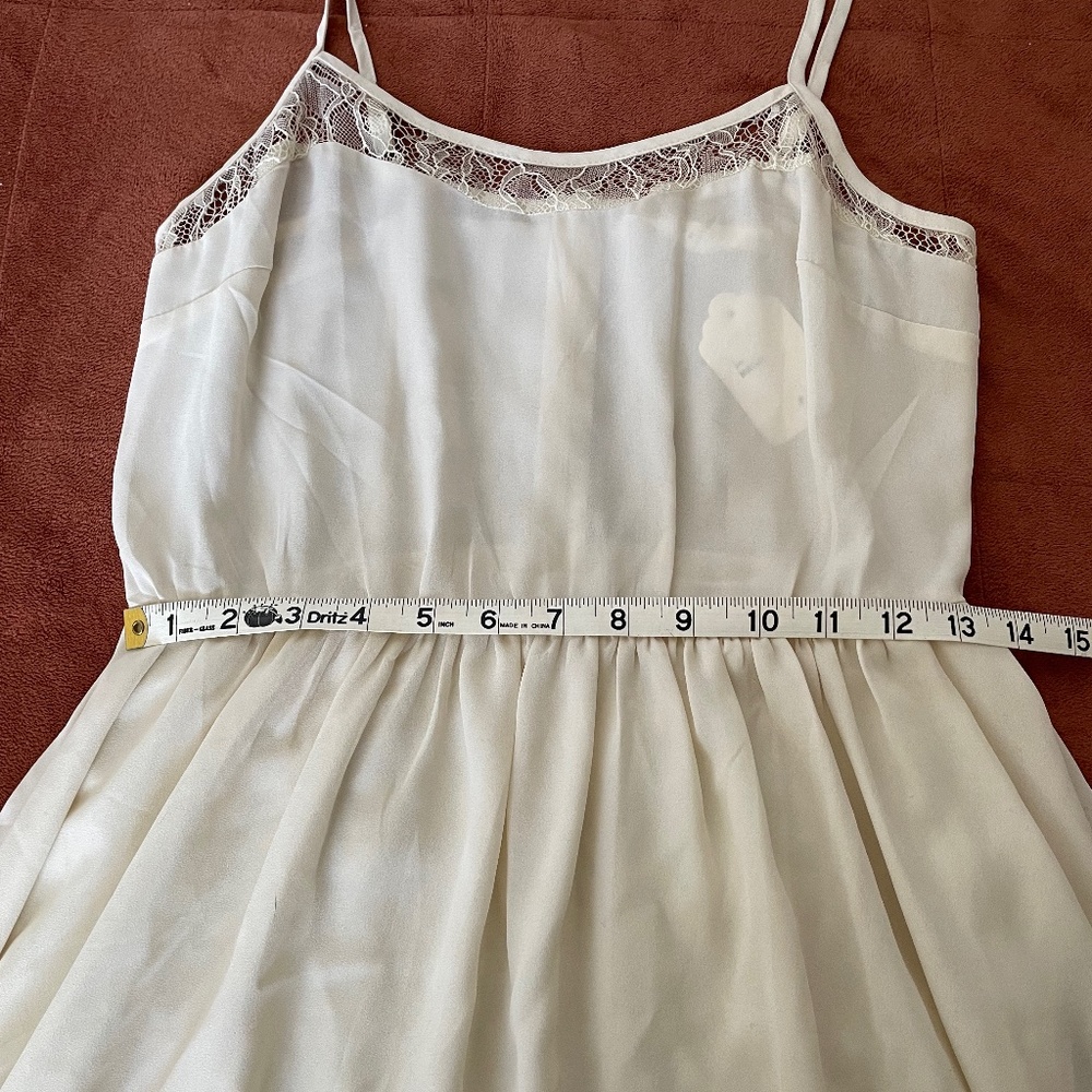 LUSH Ivory High Low Cut Summer Dress with Lace and Spaghetti Straps Size M/L